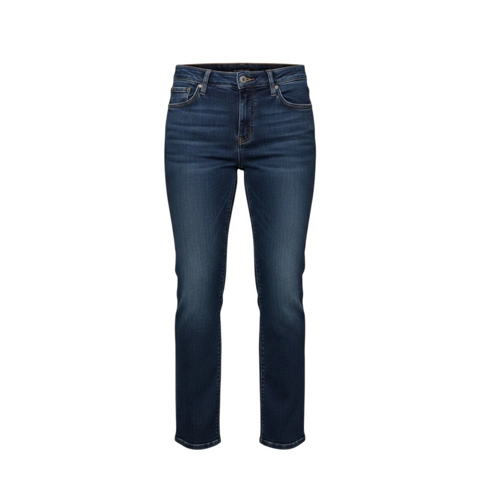 Soft Surroundings Dark Wash Straight Leg Embroidered Pocket Jeans Indigo Blue 30